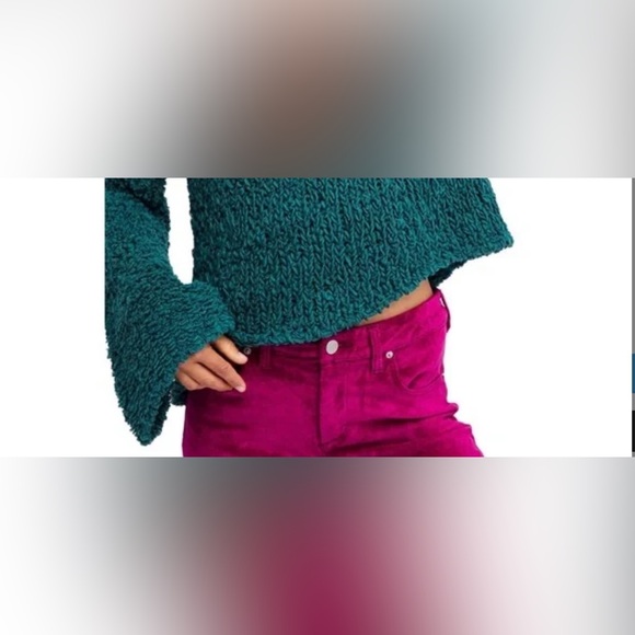 NWOT Free people sand dunes sweater size large teal - Picture 2 of 8